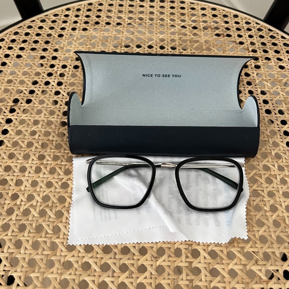Warby Parker Callen Frames - Wide - Jet Black With Polished Silver